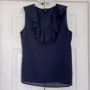 Banana Republic sleeveless ruffle neck blouse